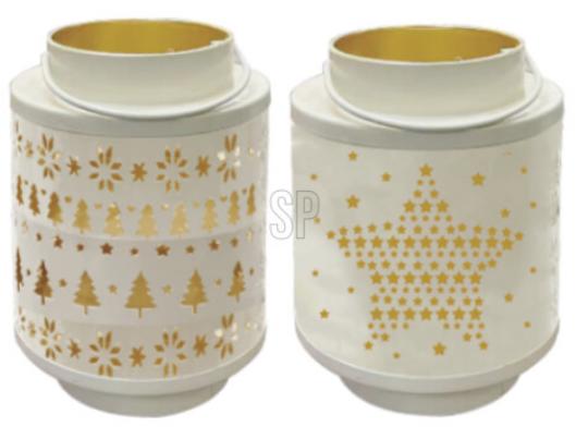 KARÁCSONYI FÉM MÉCSESTARTÓ 14X14X19CM CREAM 547531