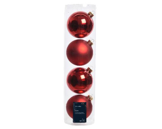 KARÁCSONYI GÖMB (4DB) 10CM XMAS RED 141502
