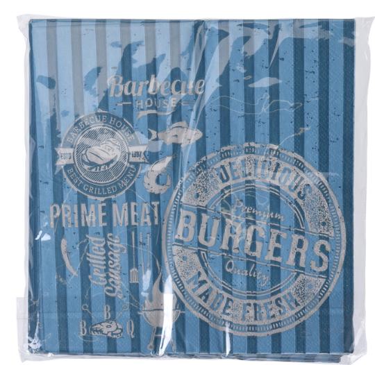 SZALVÉTA (20DB) 33X33CM GRILL KÉK