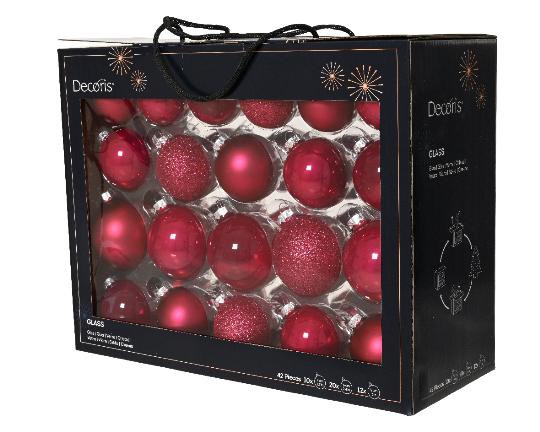 KARÁCSONYI GÖMB (42DB) 7CM FESTIVE PINK 149298