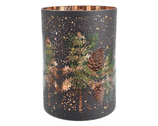 KARÁCSONYI MÉCSESTARTÓ FENYŐÁGAS,TOBOZOS 12X18CM 648579