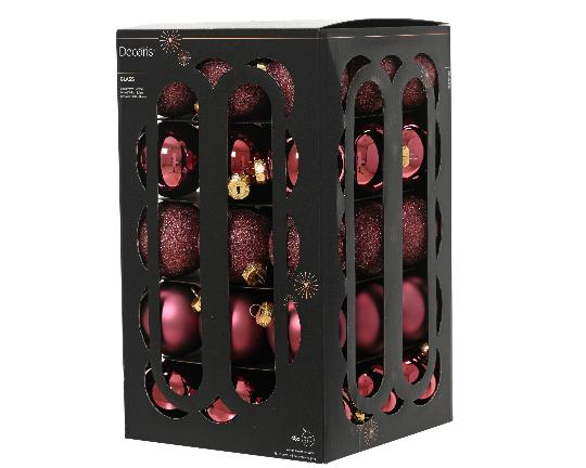KARÁCSONYI GÖMB (45DB) 6CM DARK ROSE 147516