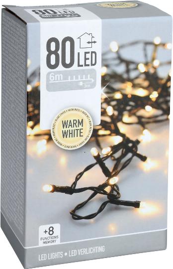 KARÁCSONYI ÉGŐSOR 80 LEDES GREEN WIRE WARM WHITE 542836