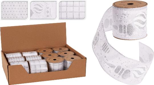 KARÁCSONYI SZALAG 270X6CM SILVER MIX 513154