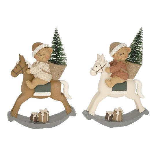 KARÁCSONYI MACI FENYŐVEL HINTALOVON POLY 17CM DD68430