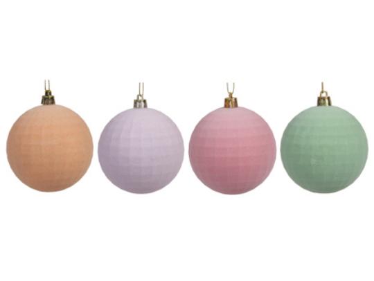 KARÁCSONYI GÖMB ( 8DB) 6CM FLOKKOLT PASTEL 288778