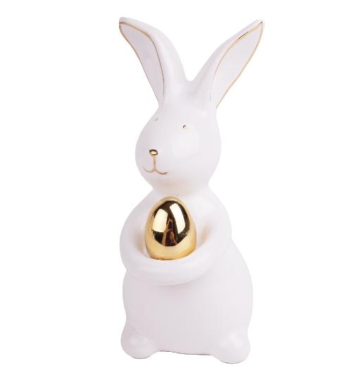 HÚSVÉTI PORCELÁN NYÚL+ARANY TOJÁS 14CM 182339