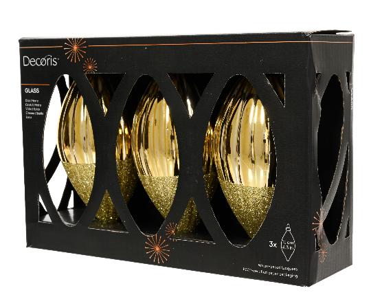 KARÁCSONYI GÖMB (3DB) 12CM CSEPP LIGHT GOLD 148550