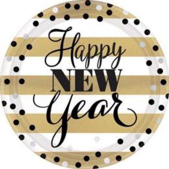 SZILVESZTERI PARTY TÁNYÉR 23CM X8 GOLDEN 551668