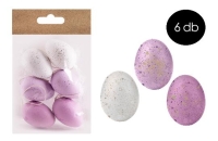 HÚSVÉTI TOJÁS MÛANYAG X6 LILA/FEHÉR 6CM 072012