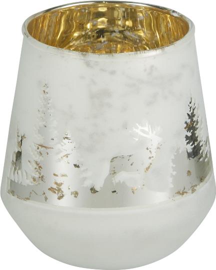 KARÁCSONYI ÜVEG MÉCSESTARTÓ 11CM SZARVASOS 543427
