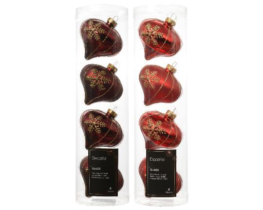 KARÁCSONYI GÖMB (4DB) 8CM HAGYMA RED-GOLD 146050
