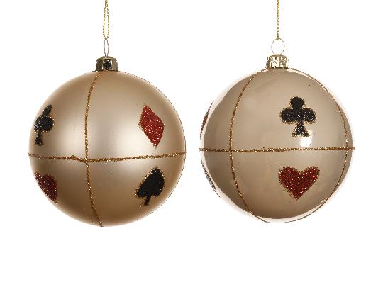 KARÁCSONYI GÖMB 8CM X1 KÁRTYA MINTÁS 024875