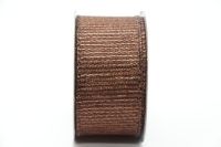 KARÁCSONYI SZALAG 4CM270CM 474333 BRONZ SZÁLLAL CSÍKOZOTT