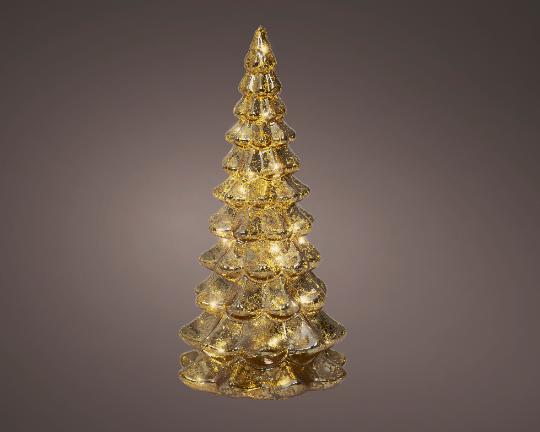 KARÁCSONYI LEDES FENYŐ ÜVEG GOLD 22CM ELEMES 489485