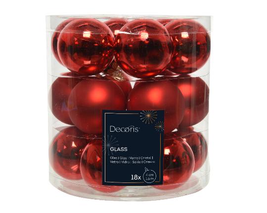 KARÁCSONYI GÖMB (18DB) 4CM CHRISTMAS RED 010441