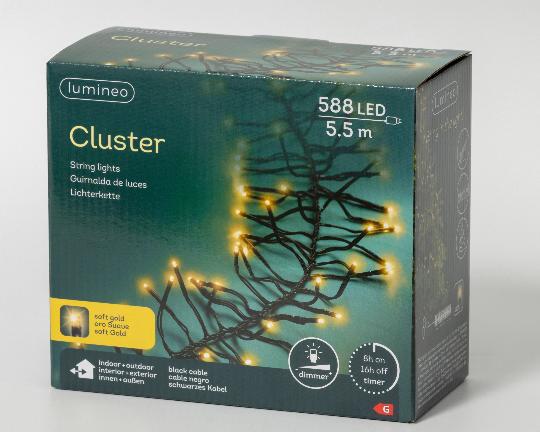 KARÁCSONYI ÉGŐSOR 588 LEDES CLUSTER SOFT GOLD BLACK WIRE494