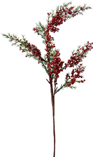 KARÁCSONYI BOGYÓS ÁG 36CM GLITTERES RED 546538