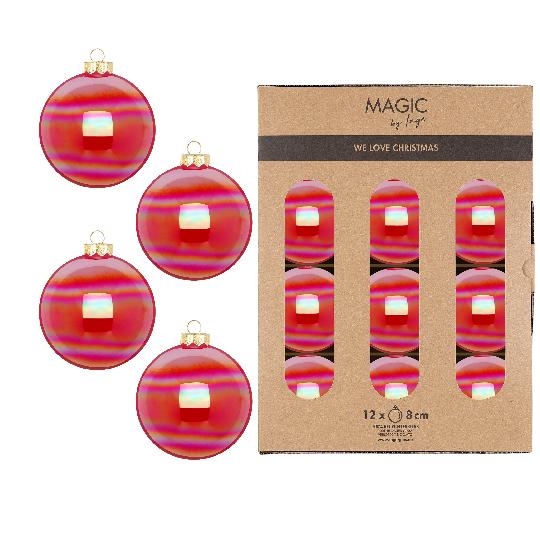 KARÁCSONYI GÖMB (12DB) 8CM DAZZLING RUBY 14003P812