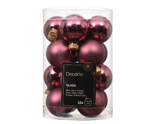 KARÁCSONYI GÖMB (16DB) 3,5CM DARK ROSE 010758