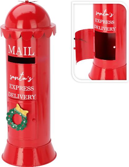 KARÁCSONYI FÉM POSTALÁDA 53CM RED 503597