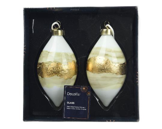 KARÁCSONYI CSEPP (2DB) 13CM ZÖLD-ARANY CSÍKKAL 070493