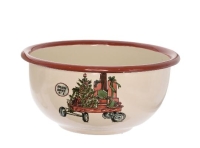KARÁCSONYI TÁL 13CM FÉM KRÉM-PIROS DD62891