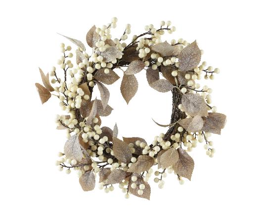 KARÁCSONYI KOSZORÚ BOGYÓS 38CM NATURAL 708842