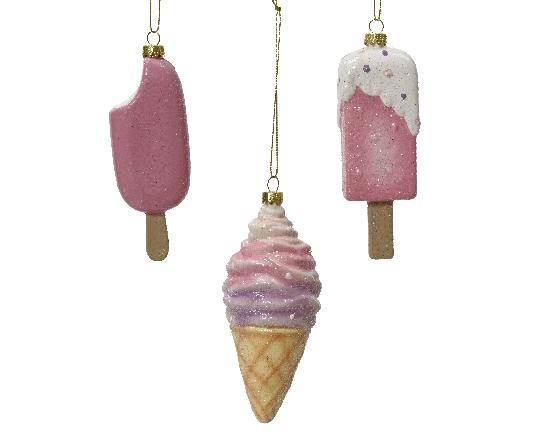 KARÁCSONYI FENYŐFA DÍSZ 12,5CM JÉGKRÉM 028799