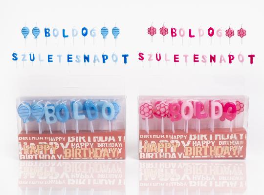 GYERTYA BOLDOG SZÜLINAPOT PINK/KÉK 497182