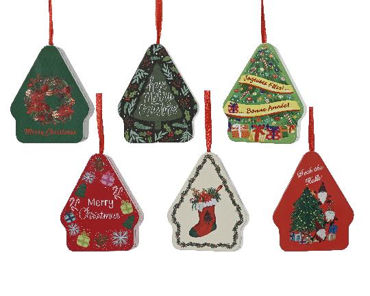 KARÁCSONYI BÁDOG DOBOZ FENYŐ ALAKÚ 708348