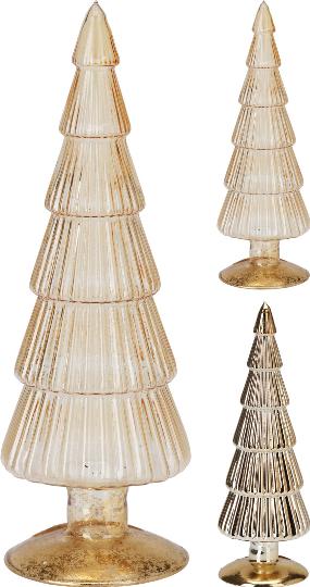 KARÁCSONYI ÜVEG FENYŐFA 25CM GOLD 166181