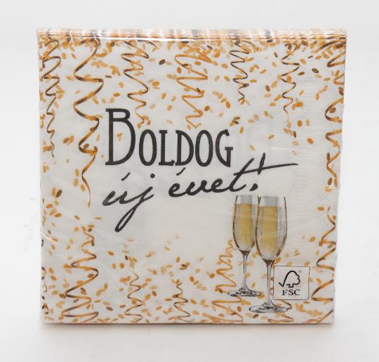 SZILVESZTERI SZALVÉTA BOLDOG ÚJ ÉVET 33X33CM X16