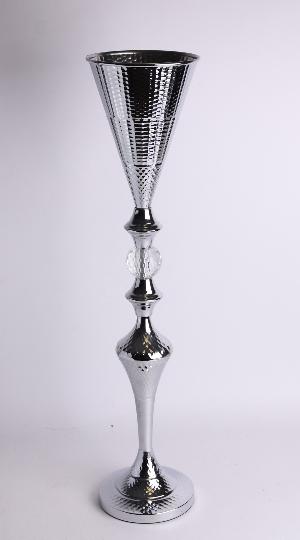 FÉM VÁZA TALPAS KRISTÁLY EZÜST 64CM 425594