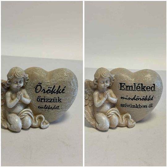 GIPSZ ANGYAL SZÍVVEL FELIRATOS 11X16X7,5CM ES11215/216