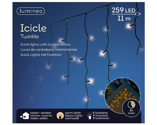KARÁCSONYI ÉGŐSOR 259LED FÜGGÖNY MELEG FÉNYÛ FEKETE ZSINÓR