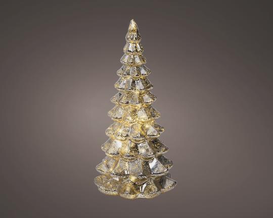 KARÁCSONYI LEDES FENYŐ ÜVEG WHITE GOLD 22CM ELEMES 489483