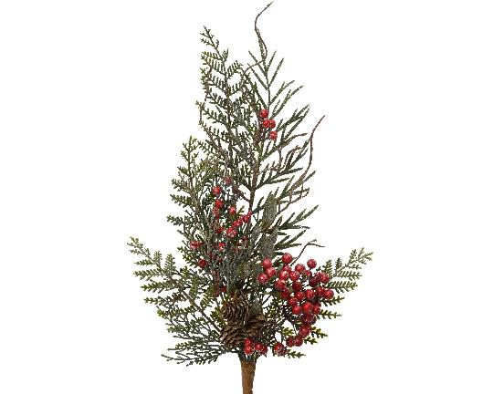 KARÁCSONYI FENYŐ ÁG 50CM PIROS BOGYÓS 687201