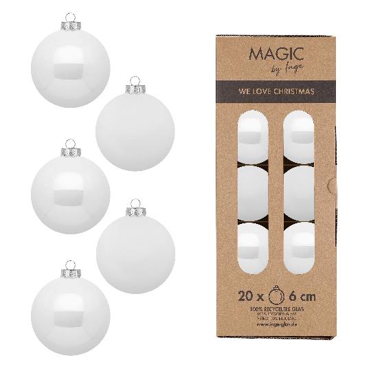 KARÁCSONYI GÖMB (20DB) 6CM PURE WHITE 16120P620