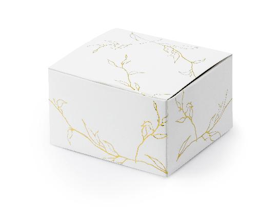 ESKÜVŐI AJÁNDÉKDOBOZ 6X3,5X5CM X10 FEHÉR/ARANY