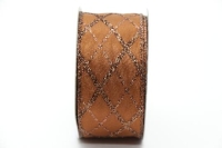 KARÁCSONYI SZALAG 4CM270CM 474333 BRONZ GLITTERES KOCKÁS