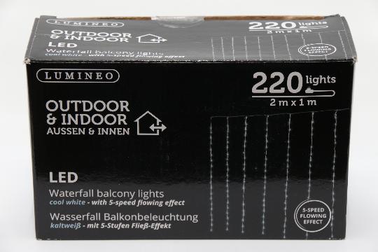 KARÁCSONYI ÉGÖSOR 220LED FÜGGÖNY HIDEG FÉNYÜ FEHÉR ZS.