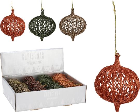 KARÁCSONYI FENYŐFA DÍSZ 9CM MIX 096228