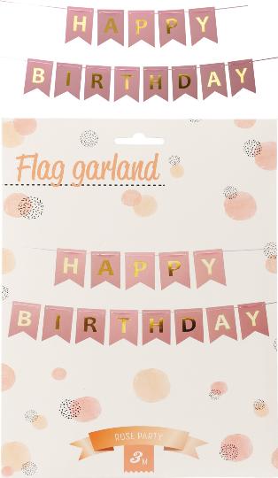 PARTY FÜZÉR HAPPY BIRTHDAY ROSE GOLD 3M 076958