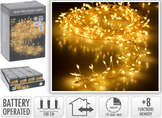 KARÁCSONYI ÉGŐSOR 100 LEDES WARM WHITE CLUSTER 507662