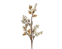 KARÁCSONYI LEVELES, BOGYÓS ÁG 60CM WINTER WHITE 398503