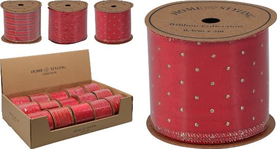 KARÁCSONYI SZALAG 6,3CM X3M RED 513716