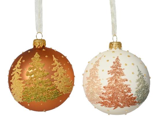 KARÁCSONYI GÖMB (6DB) 8CM CREAM/BROWN MIX 050868
